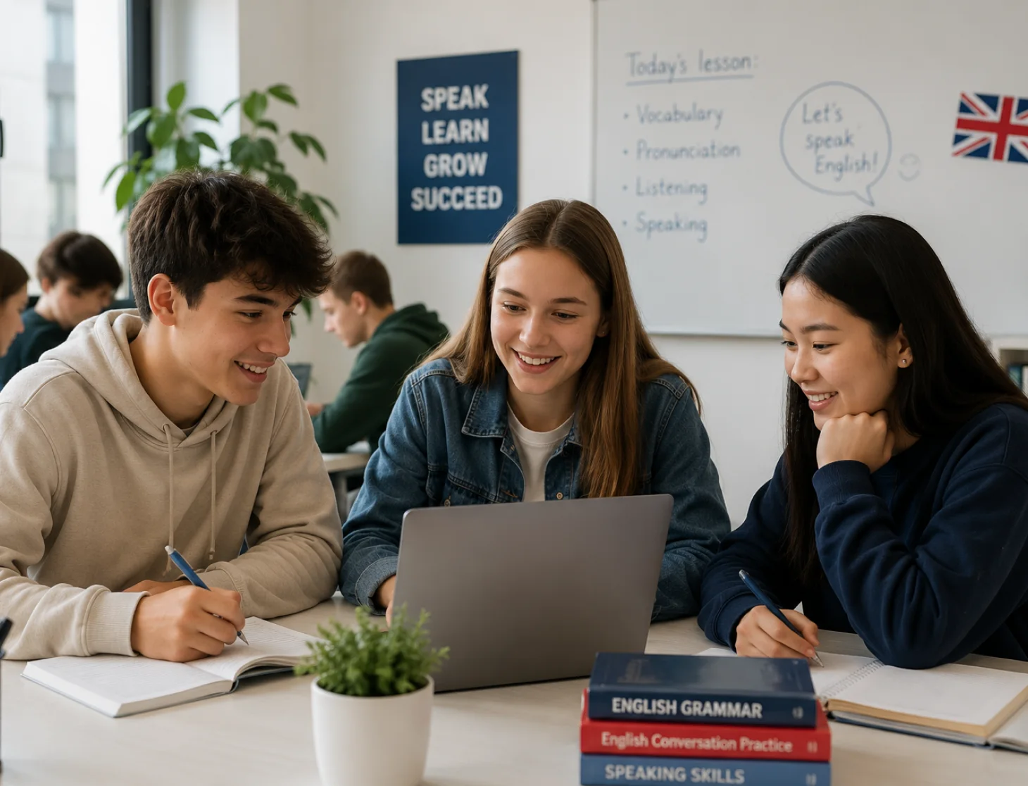 Students learning with Talkio